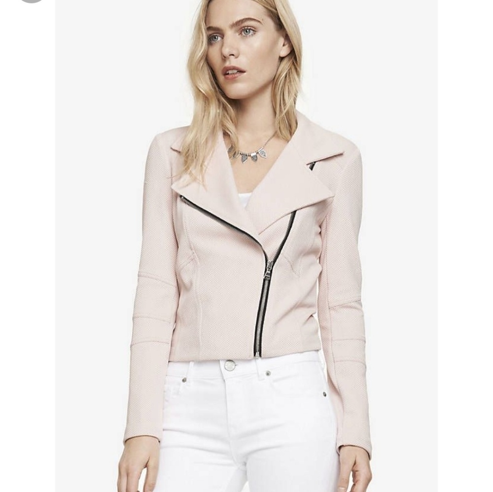 Express textured moto jacket blazer pink